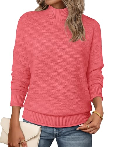 Image of MEROKEETY Women's Turtleneck Long Sleeve Sweater 2025 Fall Cozy Knit Loose Casual Trendy Pullover Tops Winter Clothes