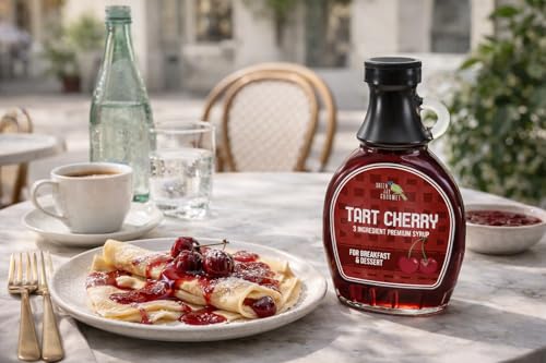 Image of Green Jay Gourmet Cherry Syrup - 3 Ingredient Non GMO Fruit Syrup - 8 oz | Non GMO & Preservative Free, Perfect for Breakfast, Pancakes, Waffles, French Toast, Coffee, Drinks & Desserts