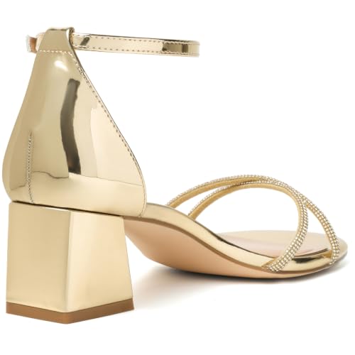 Image of Mostrin Chunky Heels for Women Round Open Toe Strappy Heeled Sandals Ankle Strap Dressy Block Low Heels for Party Wedding Prom Daily