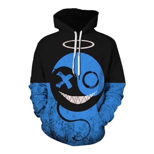 tongfeng Sudadera con capucha de manga larga con estampado digital en 3D, sudadera con capucha divertida de hip hop, sudadera casual de moda con capucha para calle, color azul