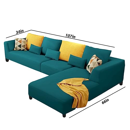 Image of Galib RHS 6 Seater L Shape Sofa Set for Living Room (Pine) Premium Fabric