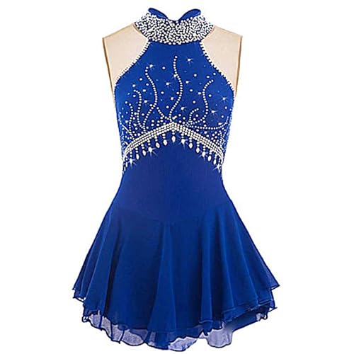 Rinkhockey Robe De Patinage Artistique Sans Manches For Filles Et Femmes, Faite À La Main, Élégante, Respirante, Vêtements De Compétition D'entraînement(4XL)