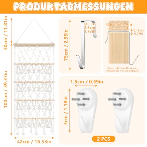 Rangement doudous macramé 42cm libère l'espace au sol chambre - 3