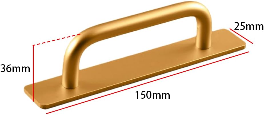 2-Pack No-Drill Aluminum Alloy Balcony Glass Sliding Door Handles，doorknobs - Perfect for Doors, Windows, Cabinets, and More，No Drilling Required，15 * 3.8cm,Gold