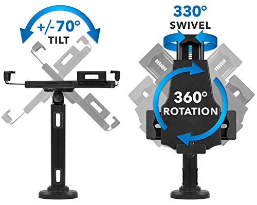 Image of Mount-It! Universal Tablet POS Kiosk Stand with Cable Lock & Wall Mount Bracket, Adjustable Clamp for 7.9 inch-11 inch Tablets (Fits 5.3 inch-7.8 inch W x 7.8 inch-10.6 inch L), Compatible with iPad, Galaxy Tab & Surface Go