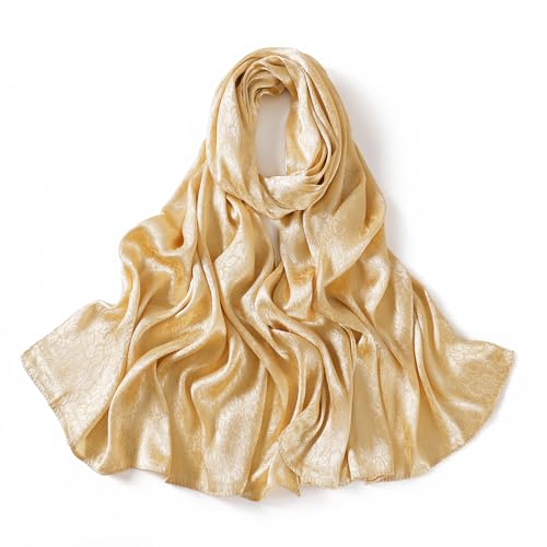Silk Jacquard Shawl Wraps for Women, Solid Color Reversible Formal Pashmina Scarf Evening Dress Stole