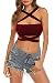 KAKALOT Women's Sexy Criss Cross Bandage Crop Tops Cut out Active Bustier Cami (S, Wine Red)