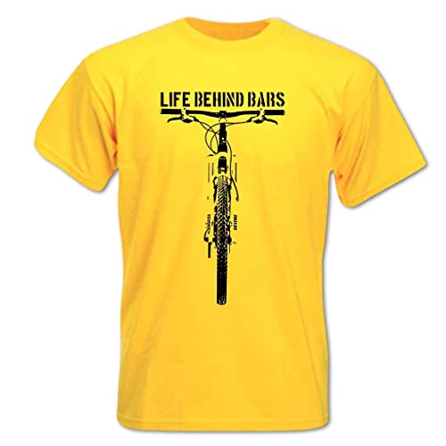 Men's Life Behind Bars Mountain Biking T Shirt Yellow L #TOP1