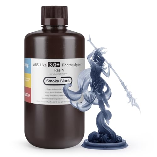 Image of ELEGOO ABS-Like Resin 3.0 Plus, 3D Printer Resin with Low Viscosity and High Precision, 405nm Rapid UV-Curing Photopolymer Resin, 3D Resin for LCD /DLP 3D Printing, Smoky Black 1000G