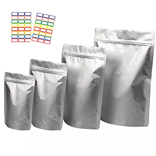 100 Stück Geruchssichere-Beutel Wiederverwendbare Reißverschluss Standbodenbeutel Geruchssicher Taschen Selbst Dichtende Folien Mylar Beutel zur Aufbewahrung von Keksen Trockenfutter Snacks Kaffeebohn Cover