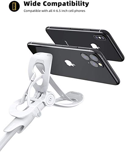 Lamicall Phone Holder Bed Gooseneck Mount Flexible Arm 360 Mount Clip Bracket Clamp Stand for Cell Phone 11 Pro XS Max XR X 8 7 6 Plus 5 4, Galaxy S10 S9 S8 S7 S6, Overall Length 33.4In(White)