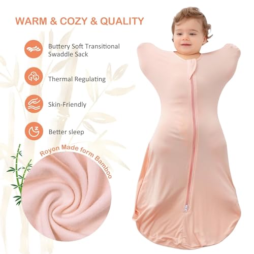 Image of Baby Transition Swaddle Arms Up With 2-Way Zipper Sleep Sack 0.5 TOG Orange Small 0-3 Months