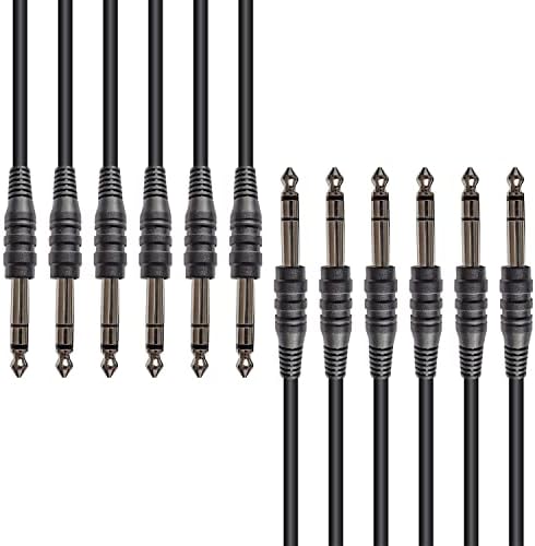 AxcessAbles 1/4 Inch TRS Instrument Cable 10ft - 6 Pack | 6.35mm Male Jack Stereo Audio Cord | 1/4 Inch TRS to TRS Balanced Patch Cables 10ft (6-Pack)