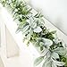 Artificial Greenery Garland 5.9Ft Eucalyptus Garland with Faux Bunny Ear Leaves Spring Easter Garlands for Fireplace Mantle Staircase Table Centerpiece Wedding All Year Decoration (Green)
