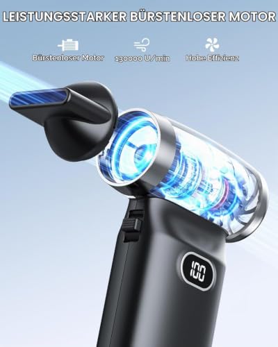Image of Electric Compressed Air Duster Cordless: 70 MPH High Wind Speed Mini Air Blower for Electronics Portable Computer Cleaner Hand Keyboard Cleaning Powerful Duster for Car, Fans and Other Sences