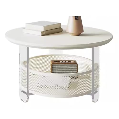 jwfxiaodige Mesa de Centro Transparente, Mesa Auxiliar de Acrílico en Forma de C, No se Raya Fácilmente, Larga Vida Útil, Resistente Y Duradero, Cesta de Almacenamiento Hueca(Large)