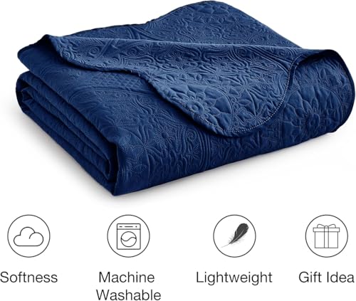 IR Imperial Rooms 10 Pack Queen Quilt Bedding Set (90" x 96") - Bulk Wholesale for Hotels, Guest Bedroom & Airbnbs - Lightweight Microfiber Reversible Floral Embossed Quilts Bedspreads (Blue)