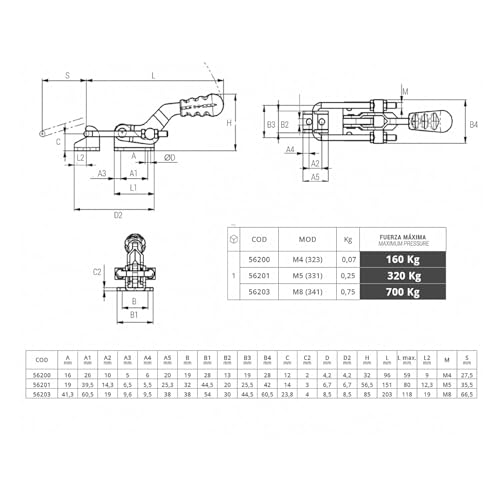 Grapa rapida cierre M8 341859 bride de serrage rapide pour fixation métallique