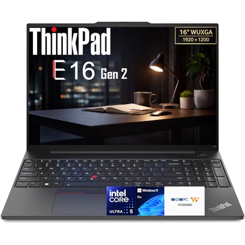 Lenovo ThinkPad E16 Gen 2 Business Laptop, AI Boost Intel Core Ultra 5 125U(Beat i7-1355U), 16" FHD+ IPS Display, 32GB DDR5 RAM, 1TB SSD, Backlit Keyboard, Fingerprint Reader, Win 11 Pro, WOWPC Bundle