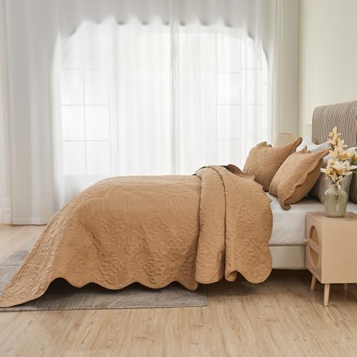 Image of Kingnex Oversized King Bedspreads 128x120 Khaki