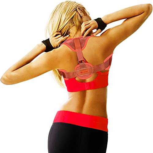 Posture Corrector for Women and Men - Easy to Wear Posture Brace Back Straightener, Fully Adjustable Posture Trainer, Improve Posture Support, Provide Neck, Shoulders and Back Pain Relief - Orange
