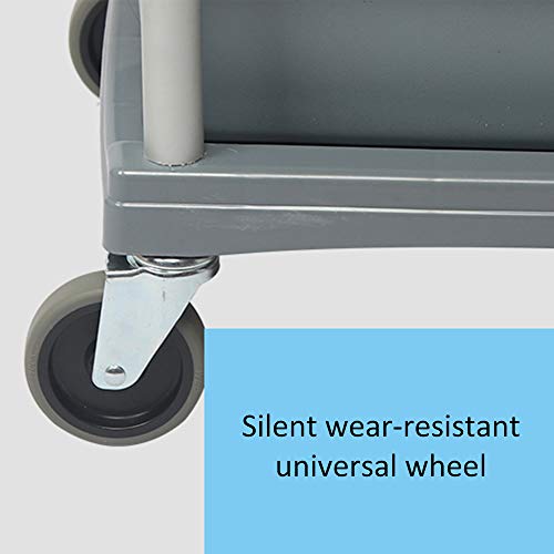 ZXD Service/Utility/Push Cart, 3 Shelves Utility cart 200 lbs Capacity, with 6 Multifunctional Buckets for Foodservice/Restaurant/Cleaning