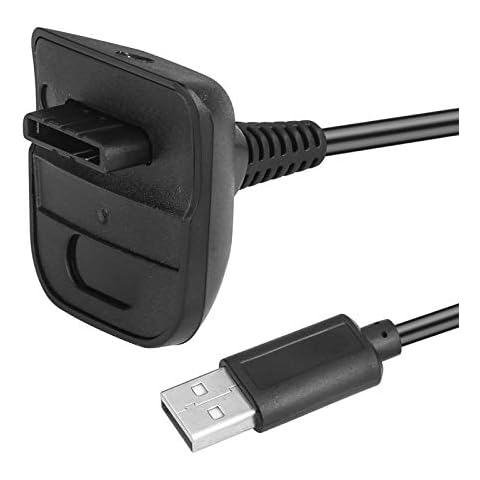 Wireless Controller USB Charging Cable Charger Compatible with Microsoft Xbox360 / Xbox 360 Slim Wireless Game Controllers Charge and Play Kit, Black Cover