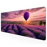 Fioletowa podkładka pod mysz 900 x 400 x 3 mm, kwiatowa podkładka pod mysz, bardzo duża podkładka pod mysz do gier, wodoodporna, podkładka ochronna na biurko z antypoślizgową podstawą, podkładka pod