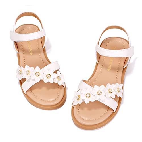 PANDANINJIA Elva Girls Sandals Open Toe Cute Flats Dress Sandals Cross Strappy Summer Shoes Toddler/Little Kid/Big Kid