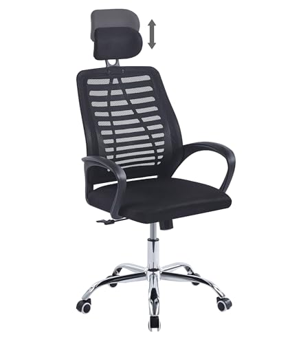 Sedia Direzionale Da Ufficio Schienale In Rete Regolabile In Altezza,Girevole Inclinazione Ad Ondeggiamento Pistone Gas Traspirante,Supporto Lombare Poggiatesta Elegante Ergonomica,