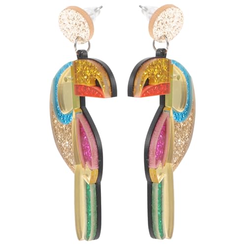 DEARMAMY 1 Par Pendientes De Loro Aretes Colgantes Con Diamantes De Imitación Aretes De Aro Pendiente Colgante Pendiente De Mujer Pendiente De Borla Pendiente De Banquete Acrílico
