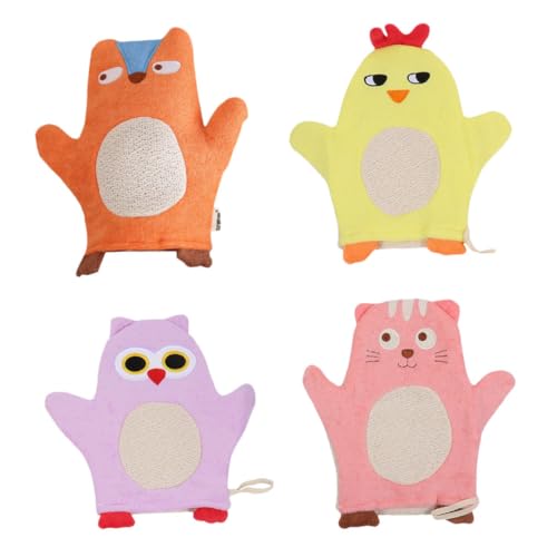 Homoyoyo 4 piezas Guantes de Baño Exfoliantes para Juego Diseño de Animales Toallas para Espalda para y Camping