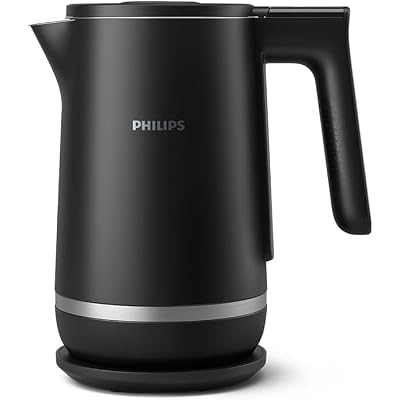 غلاية مزدوجة معزولة من سلسلة Philips 7000، سعة 1.7 لتر، غطاء زنبركي، غليان سريع، سهل التنظيف، HD9396/90