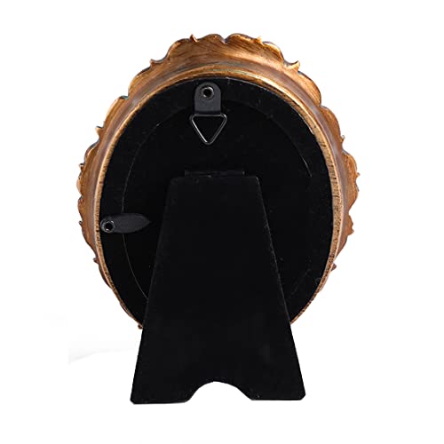 Vinlife Vintage Picture Frames 2.5X3.5 Oval Frame Wallet Size Picture Frames Small Picture Frame Antique Brass Mini Picture Frames Photo Gallery Wall Mount And Tabletop Easel With Embossed Floral,Bronze Gold #TOP6