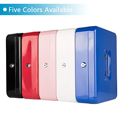 Image of KYODOLED Locking Cash Box with Lock,Money Box with Cash Tray,Lock Safe Box with Key,Money Saving Organizer,11.81Lx 9.45Wx 3.54H Inches,White XL Large