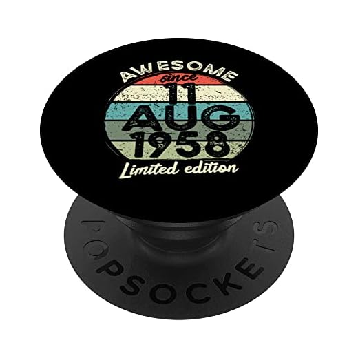 Camiseta de cumpleaños de 65 años, 11 de agosto de 1958, 65 cumpleaños PopSockets PopGrip Intercambiable