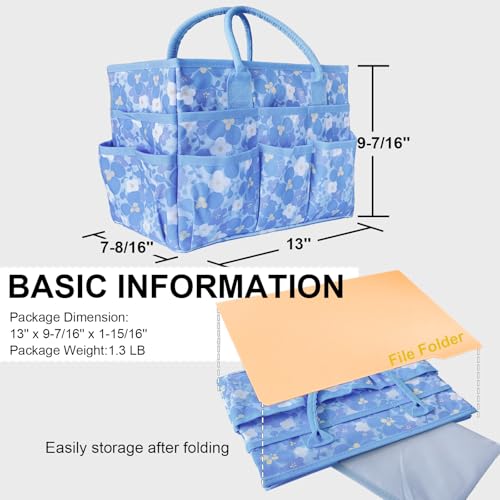 Image of Cupohus Craft Organizer Tote Bag - Art Organizer, Craft Caddy with Multiple Pockets, Large Capacity Supply Storage Bag for Sewing, Knitting, Painting, and Travel(Blue Print)
