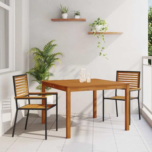 Ensemble repas extérieur gain de place avec chaises empilables noires