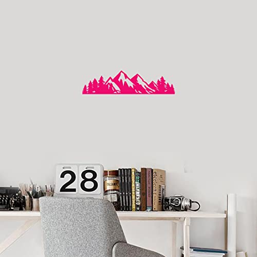 Image of Mountain Tree Forest Vinyl Decal for Car (Pink) (Set Of 2) RV Camper Waterproof Small Mountain Car for Bumper Door Panel Car Decal Laptop Tuber Wall Window Phone Mug Accessory Decoration