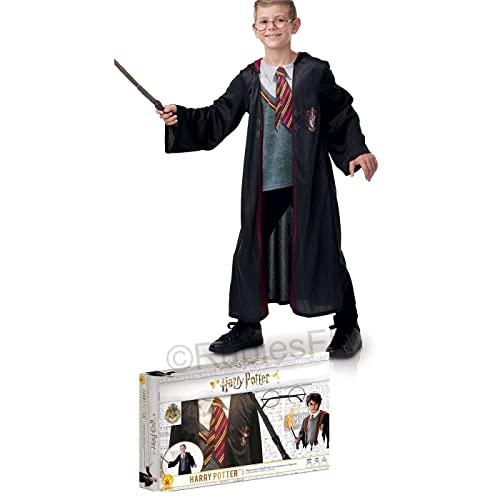 RUBIE'S Harry Potter Officiel - Déguisement et Accessoires Enfant - Taille M - 5-6 ans - Costume Robe de Sorcier, Top, Baguette et Lunettes - Pour, Carnaval - Idée Cadeau de Noël