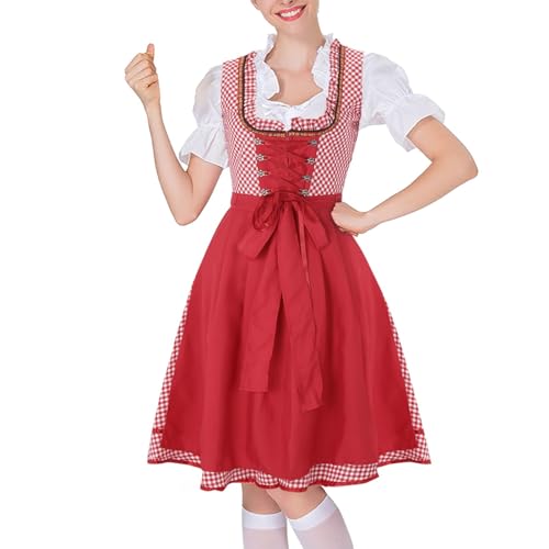 Robe traditionnelle Dirndl midi rétro avec détails de dentelle festive