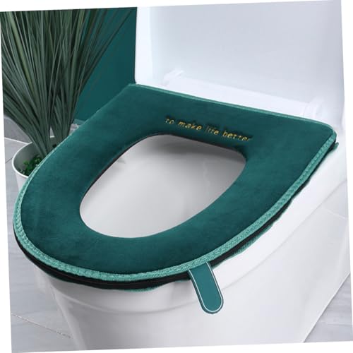 Fundas de asiento de inodoro redondas lavables con cremallera textil verde 7