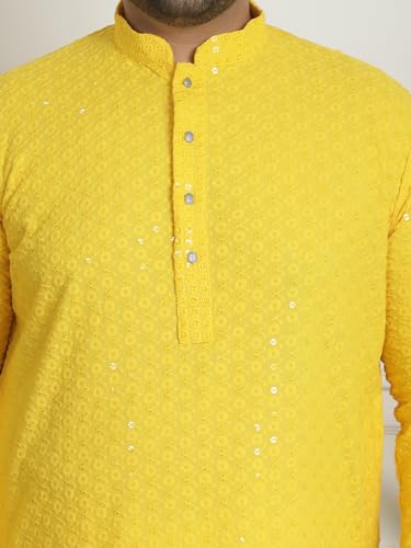 Image of SOJANYA Plus(Since 1958) Men's Cotton Relaxed Fit Straight Radiant Elegance Sequinned Kurta for Navratri, Garba & Puja