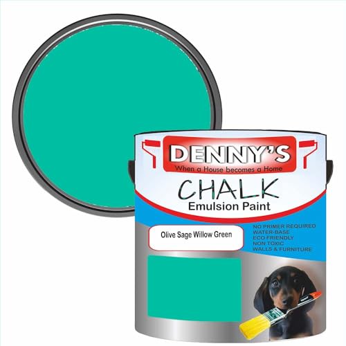 SCOOBYS PAINTS BACK IN THE MIX Chalk Emulsion Matt Paint, Water-Based, No Primer Required, For Walls and Furniture Light Green, (Olive Sage Willow Green, 1L Tin)