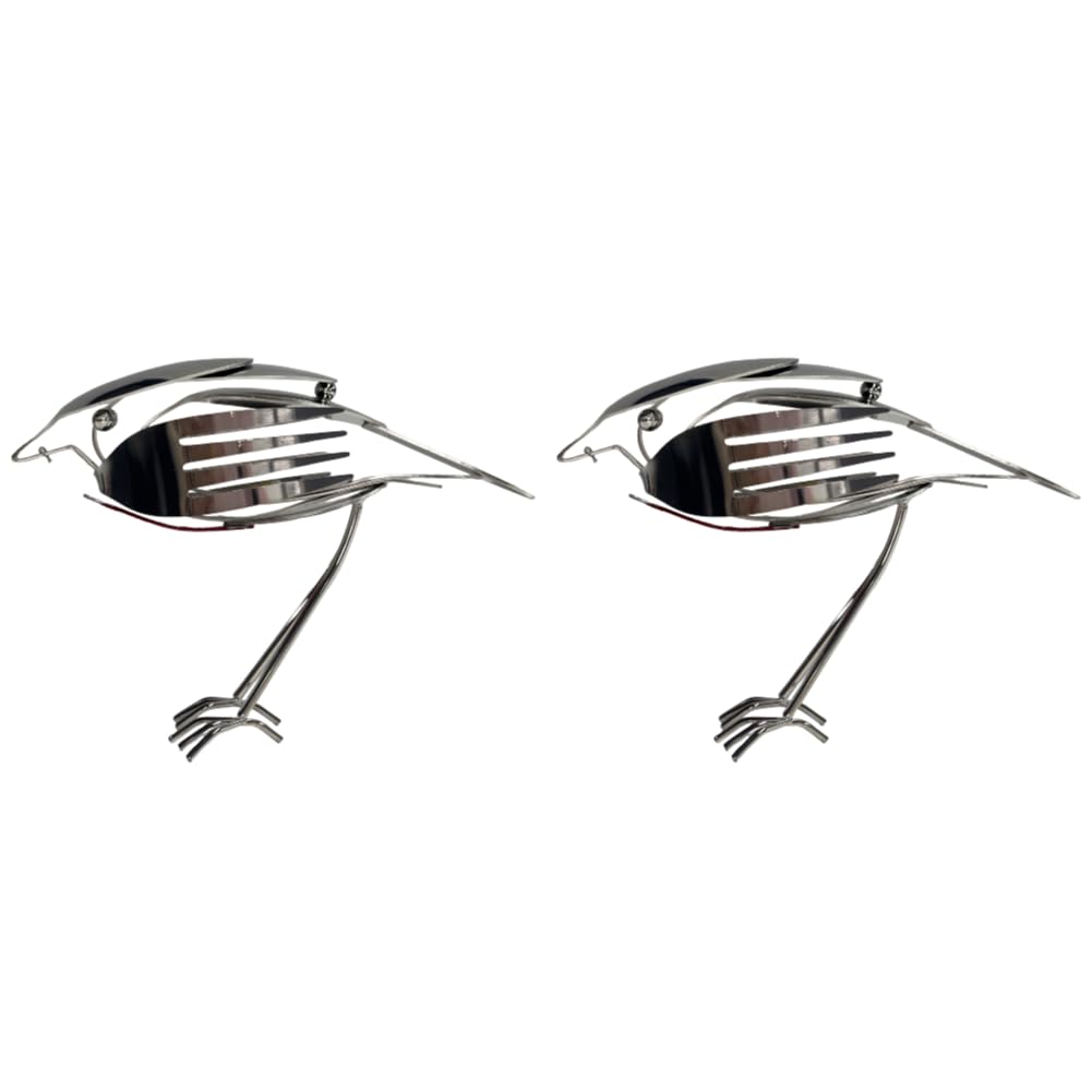 HTU Robin Recycled Fork & Spoon Bird Statue, Handcrafted Recycled Cutlery Avian Sculpture, Utensil Creative Design Bird Statue for Outdoor Garden Yard Decor-2PCS