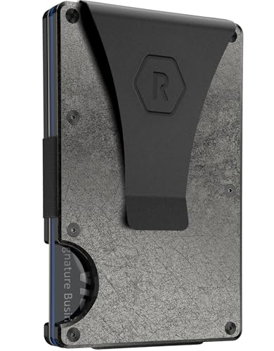 Image of Ridge Wallets - Slim Minimalist Front Pocket Wallet for Men, RFID Card Holder, Stonewashed Titanium, Hex Ridge