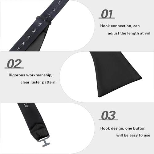 PenSee Mens Solid Bowtie Woven Self Tie Bow Ties Tuxedo & Wedding Bowties4