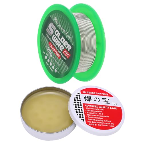 0.8mm Solder Wire Set with 10g Solder Flux Paste Soldering Wick 2Pcs Professional Soldering Flux Paste Tool Set for Welding Electronics Components Appliance