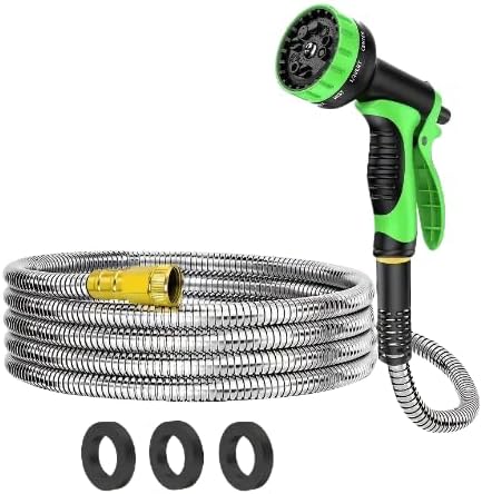 100 feet/50 feet/25 feet stainless steel water pipe, high-pressure water pipe, garden hose, car wash hose, lawn irrigation, can be bent or pulled, lightweight (1523cm)