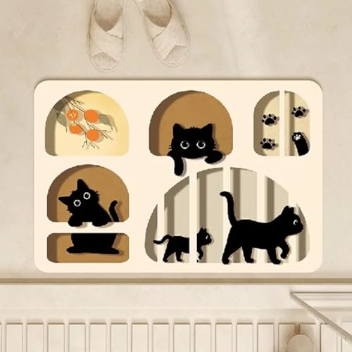 Tapis de salle de bain en forme de chat mignon doux et absorbant - 2